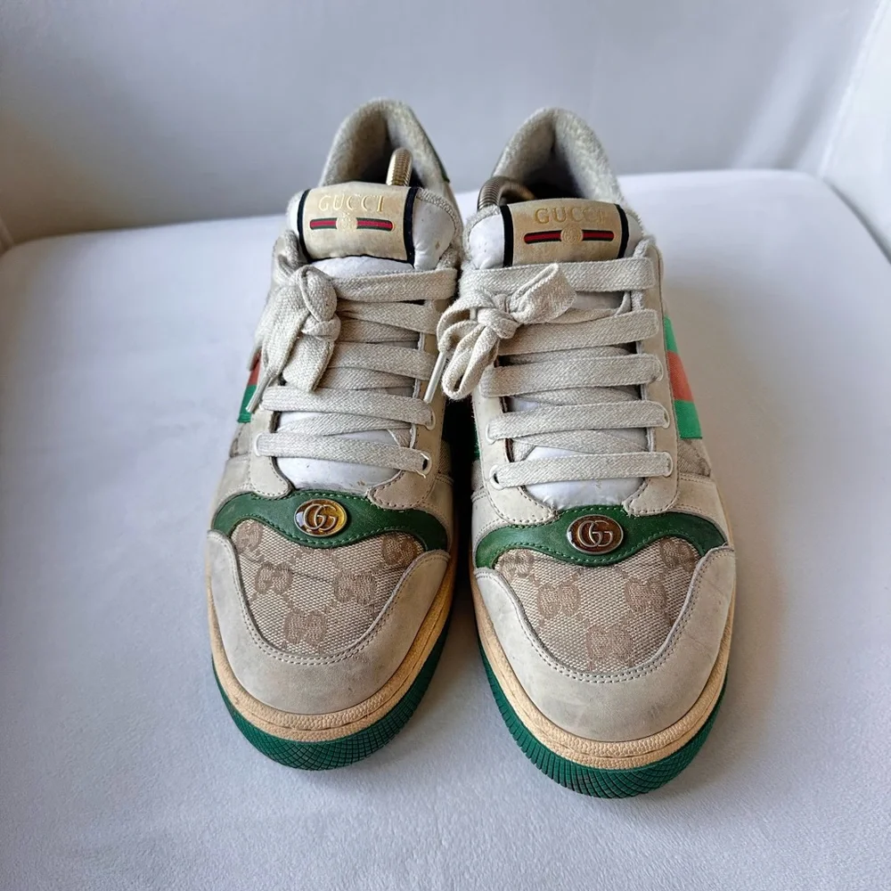 Gucci Green and Cream Vintage Sneakers size US 8.5 IT 42